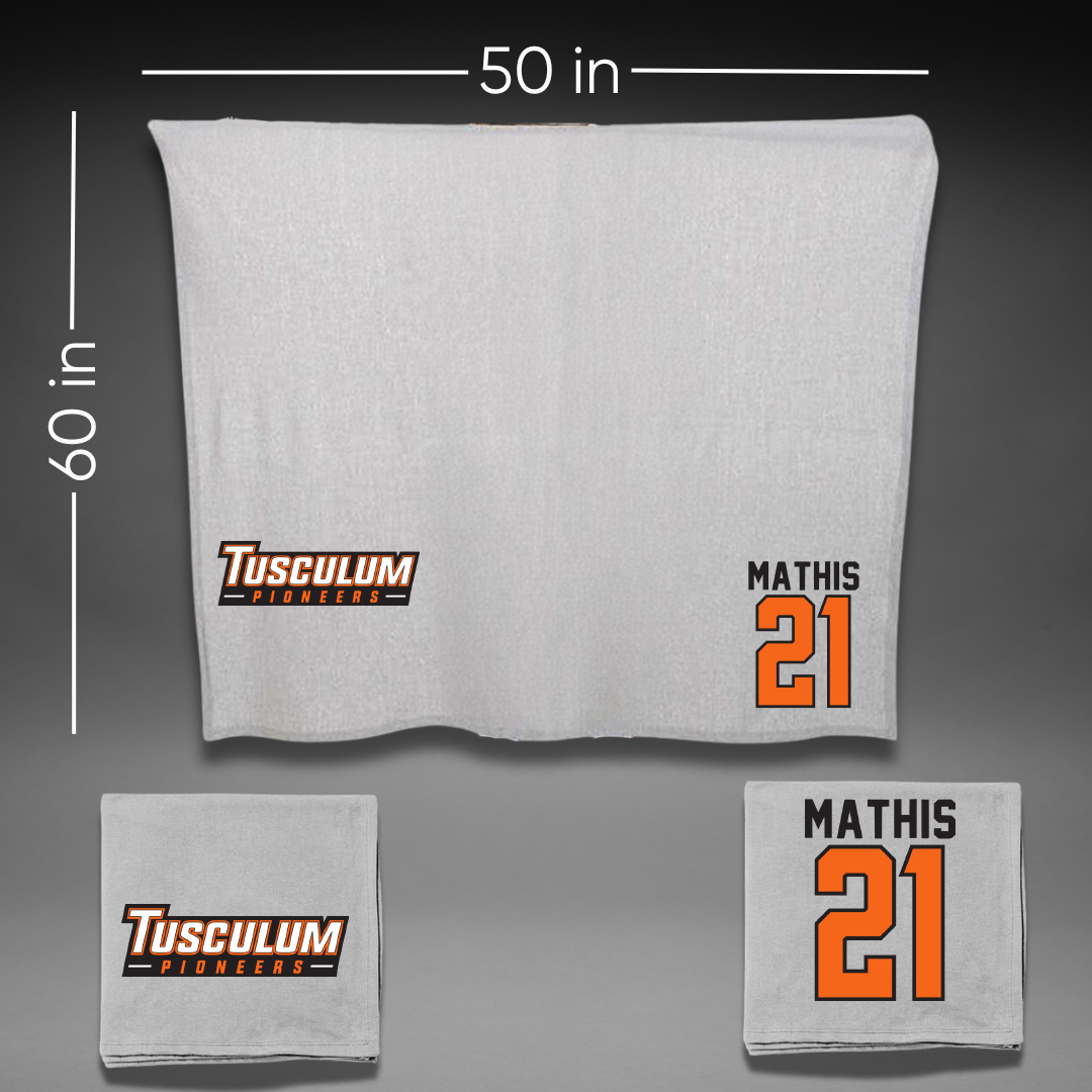 Tusculum University Volleyball Gray Blanket - #21 Reef Mathis