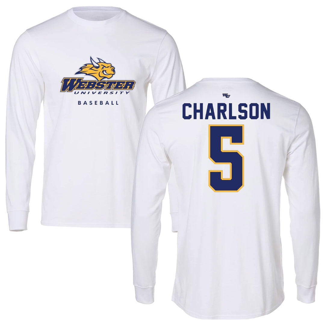 Webster University Baseball White Long Sleeve - #5 Jacob Charlson