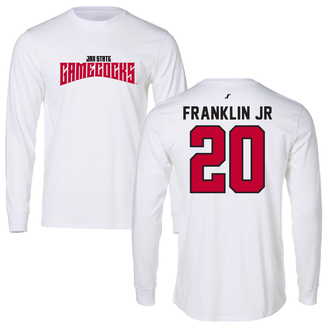 Jacksonville State University Football White Classics Performance Long Sleeve - #20 Travis Franklin Jr