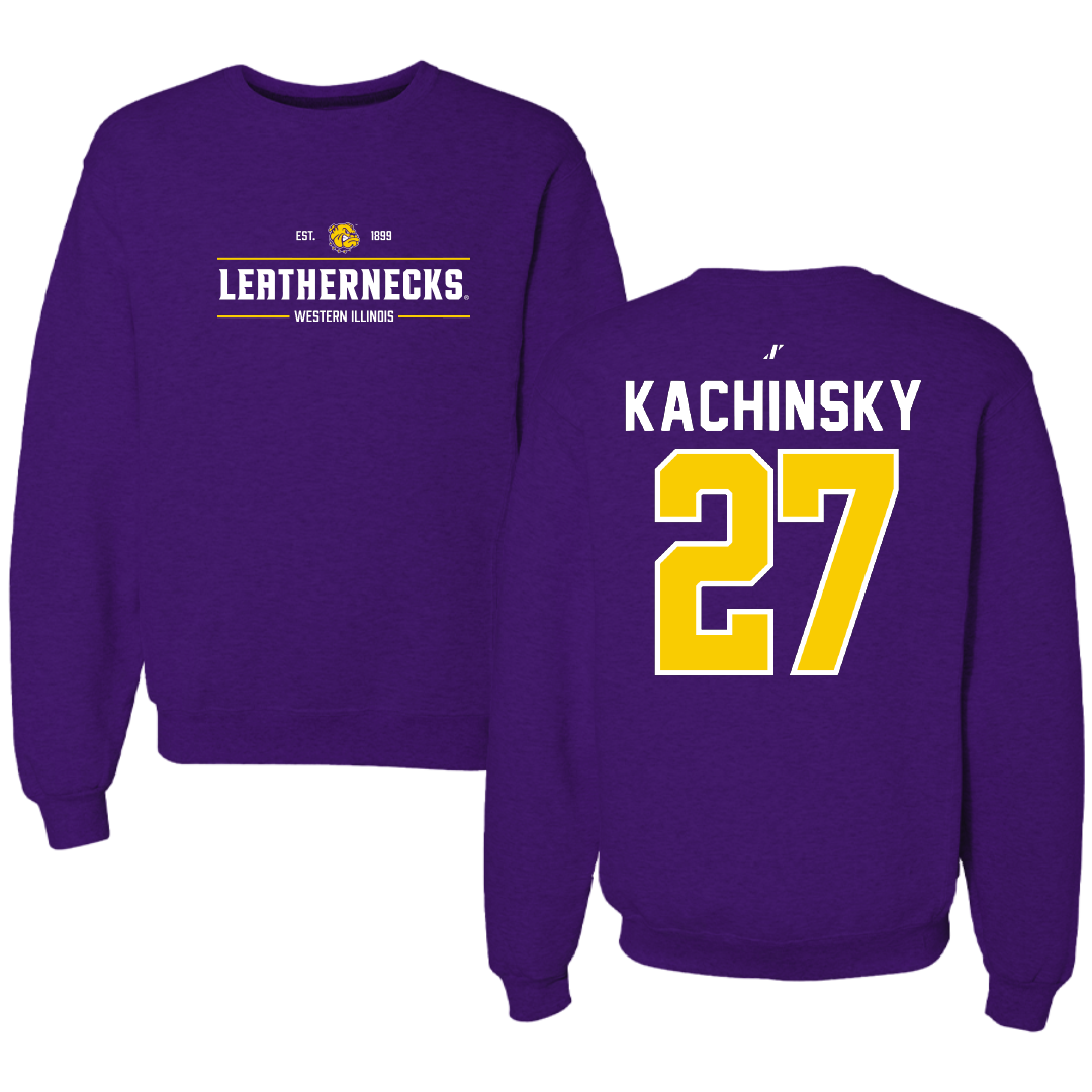 Western Illinois University Baseball Purple General Crewneck - #27 Colton Kachinsky