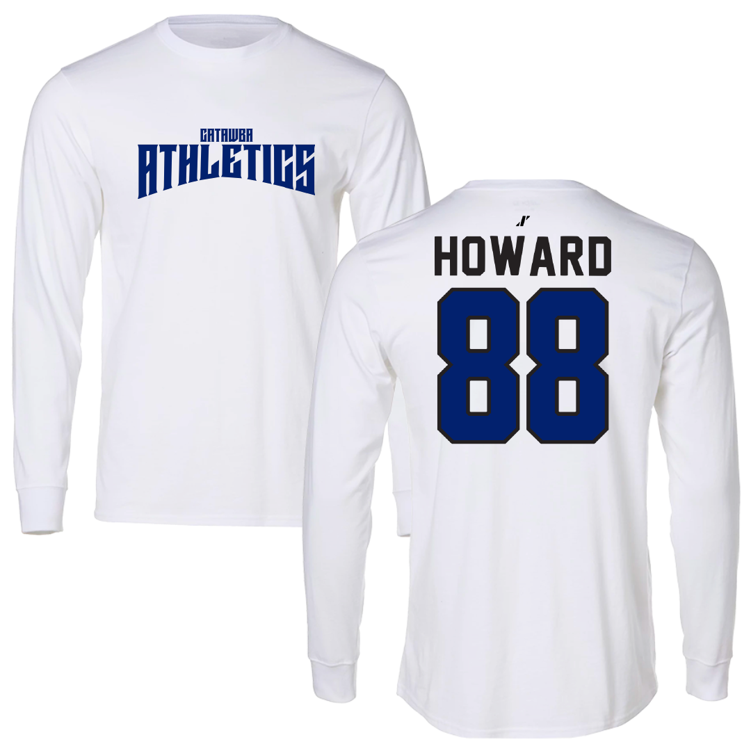 Catawba College Football White Classic Performance Long Sleeve - #88 Will Howard