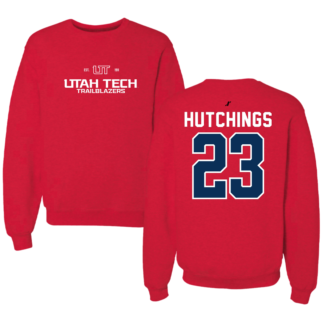 Utah Tech University Basketball Red General Crewneck - #23 Stone Hutchings