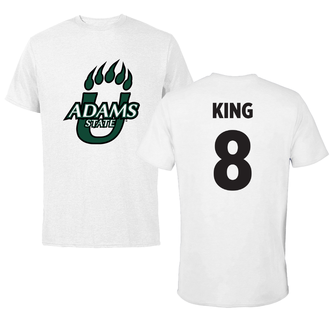 Adams State University Basketball White Performance Tee - #8 Jayce King