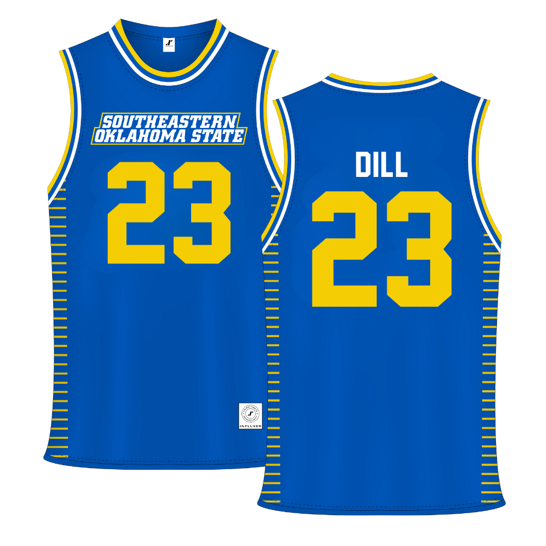 Southeastern Oklahoma State University Blue Basketball Jersey - #23 DJ Dill