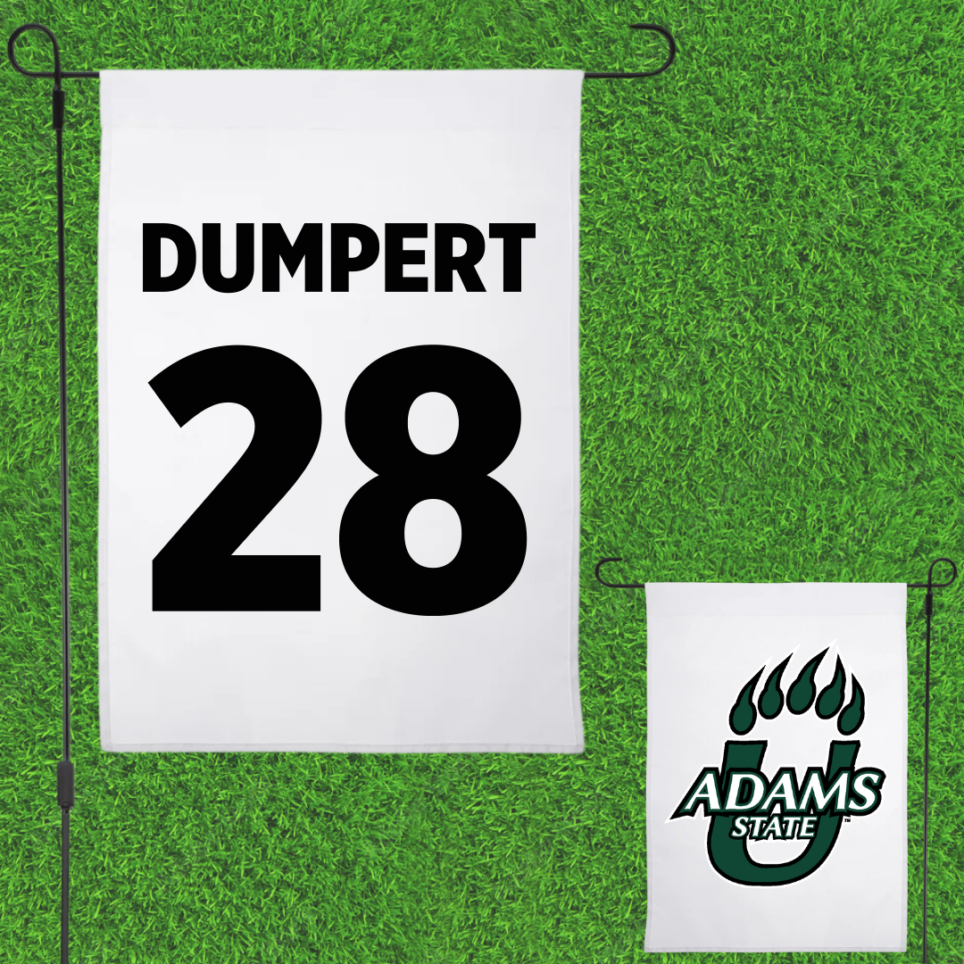 Adams State University Lacrosse White Garden Flag - #28 Devon Dumpert