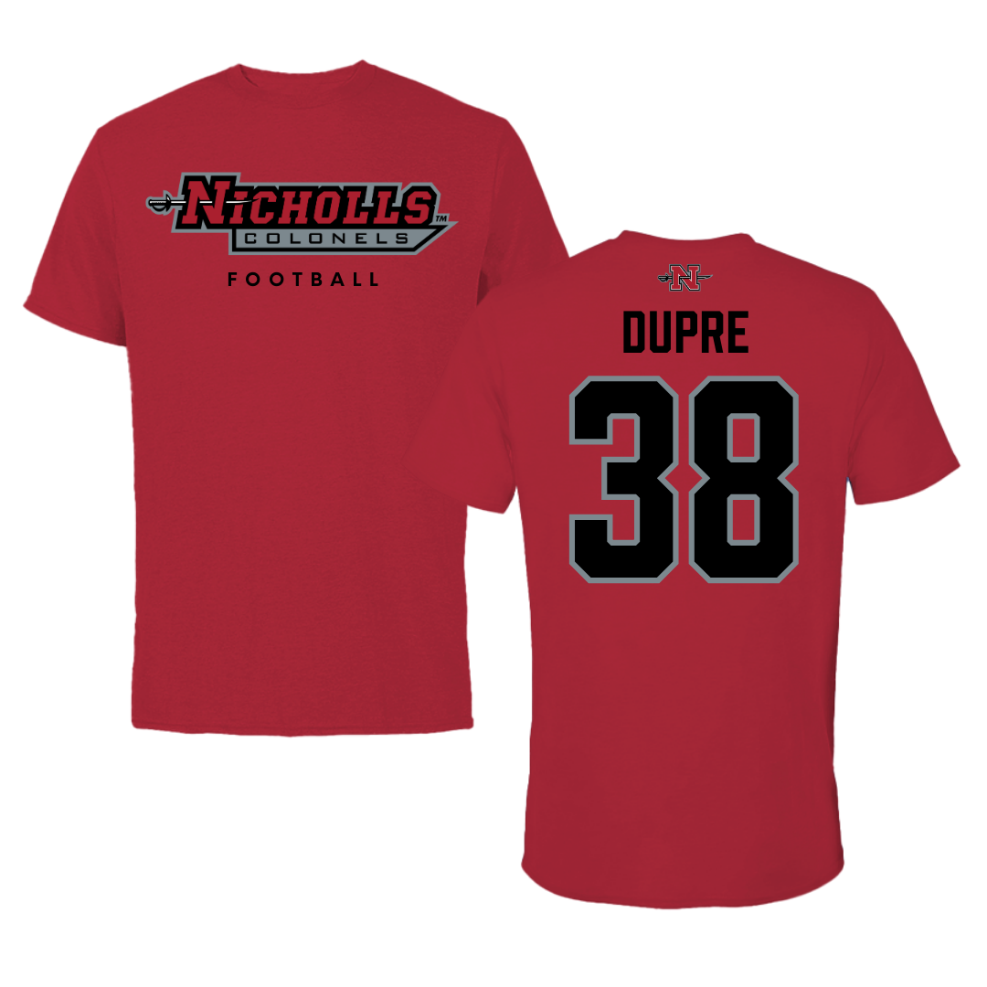 Nicholls State University Football Red Performance Tee - #38 Kylan Dupre