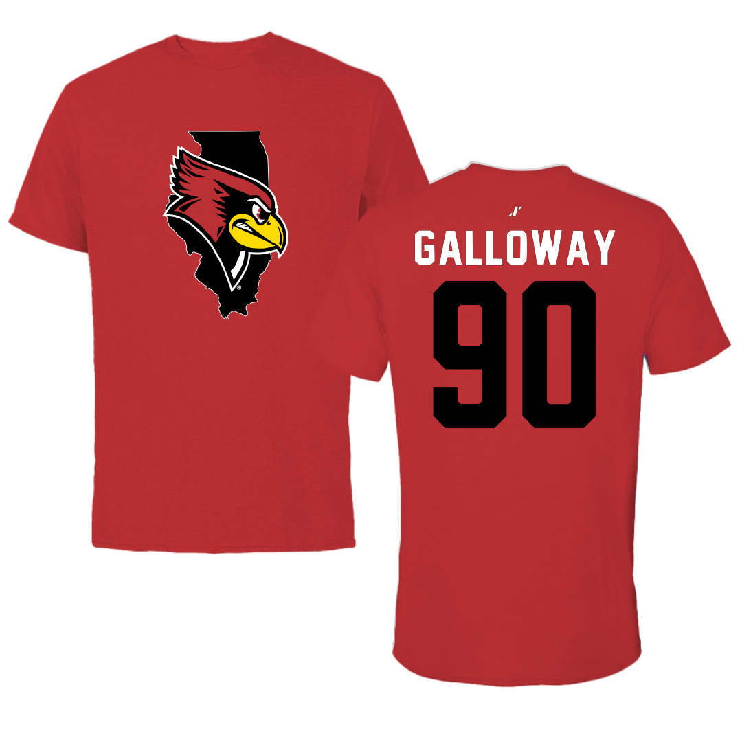 Illinois State University Football Red State Tee - #90 Greg Galloway