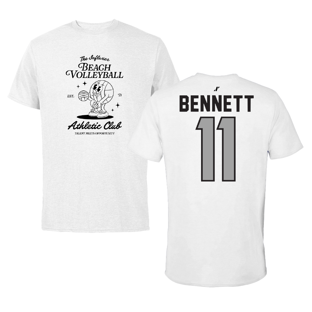 Beach Volleyball White Influxer Athletic Club Tee - #11 Jade Bennett