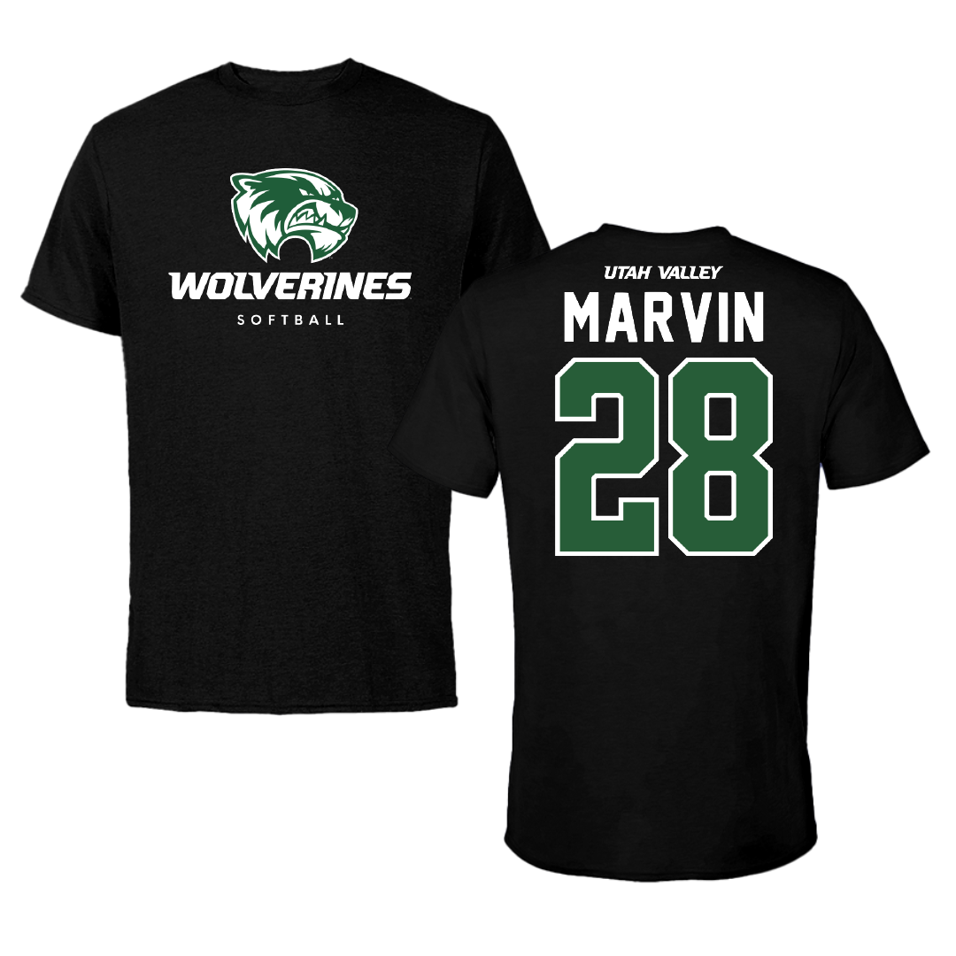 Utah Valley University Softball Black Mascot Performance Tee - #28 Bailey Marvin