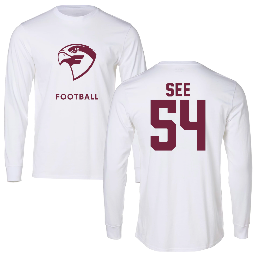 Fairmont State University Football White Performance Long Sleeve - #54 Jaydon See