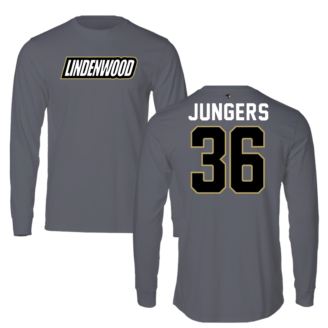 Lindenwood University Baseball Dark Gray Performance Long Sleeve - #36 Aaron Jungers