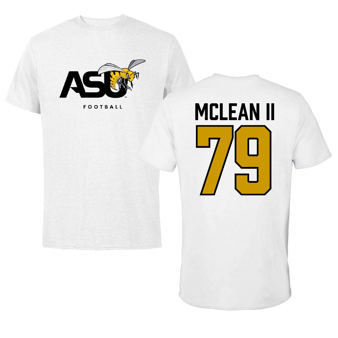 Alabama State University Football White ASU Tee - #79 Phillip McLean II