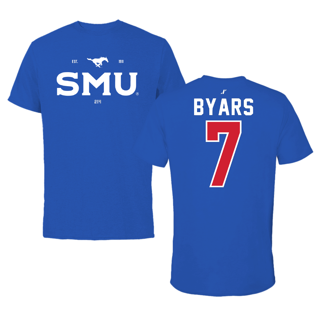 Southern Methodist University Soccer Blue General Performance Tee - #7 Truth Byars