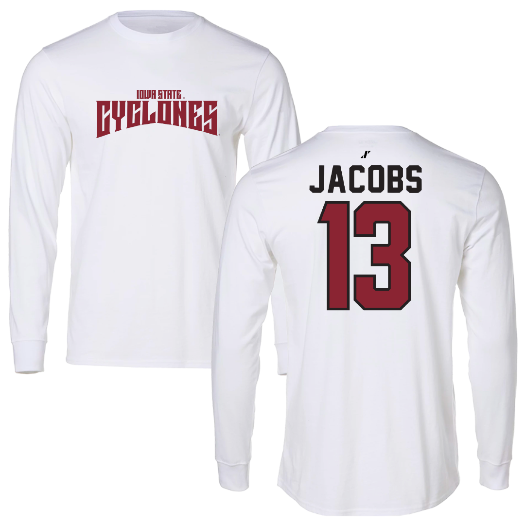 Iowa State University Soccer White Classic Long Sleeve - #13 Nicolasa Jacobs