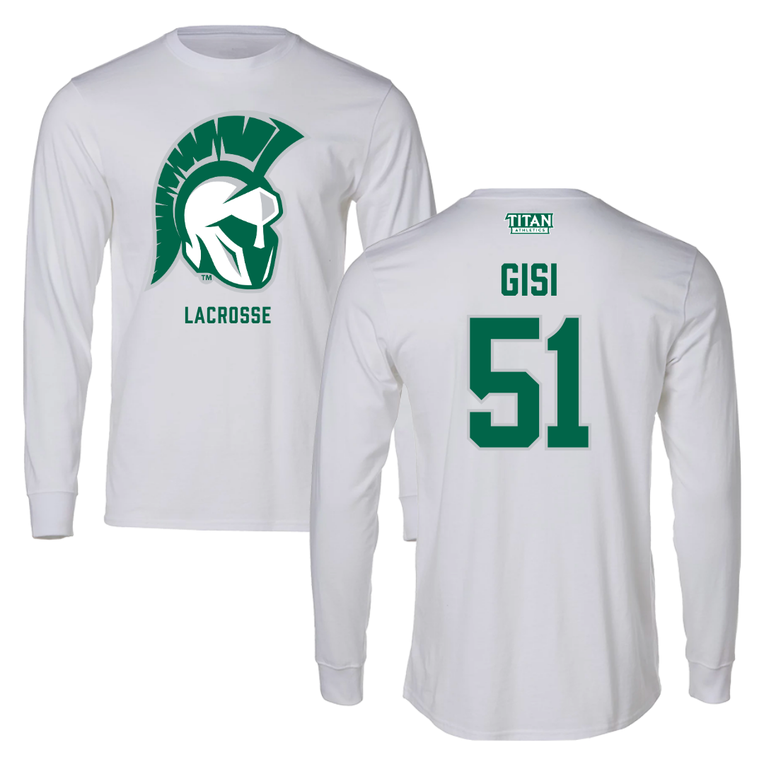 Illinois Wesleyan University Lacrosse White Performance Long Sleeve - #51 Jake Gisi