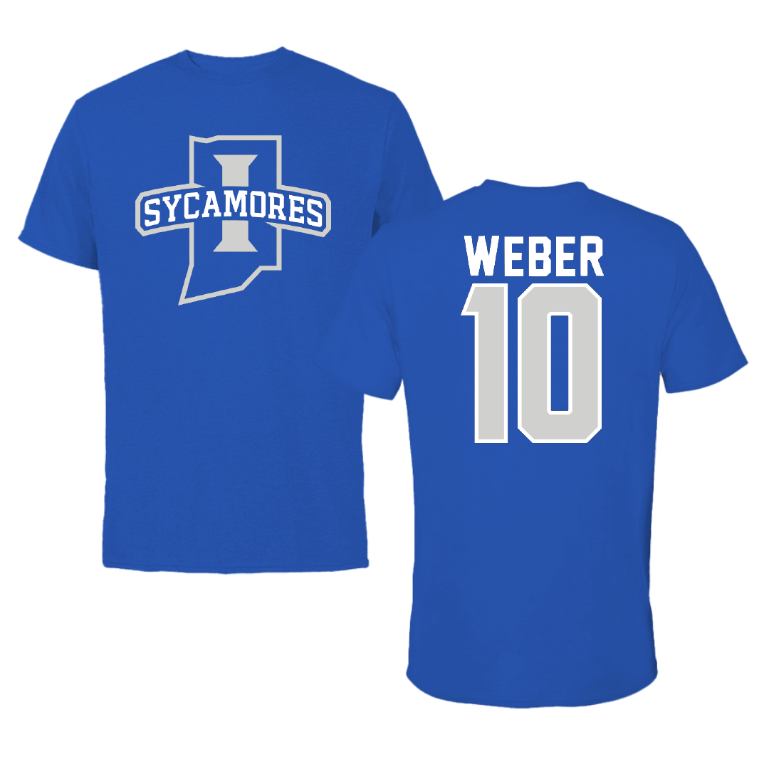 Indiana State University Volleyball Blue Mascot Tee - #10 Emily Weber