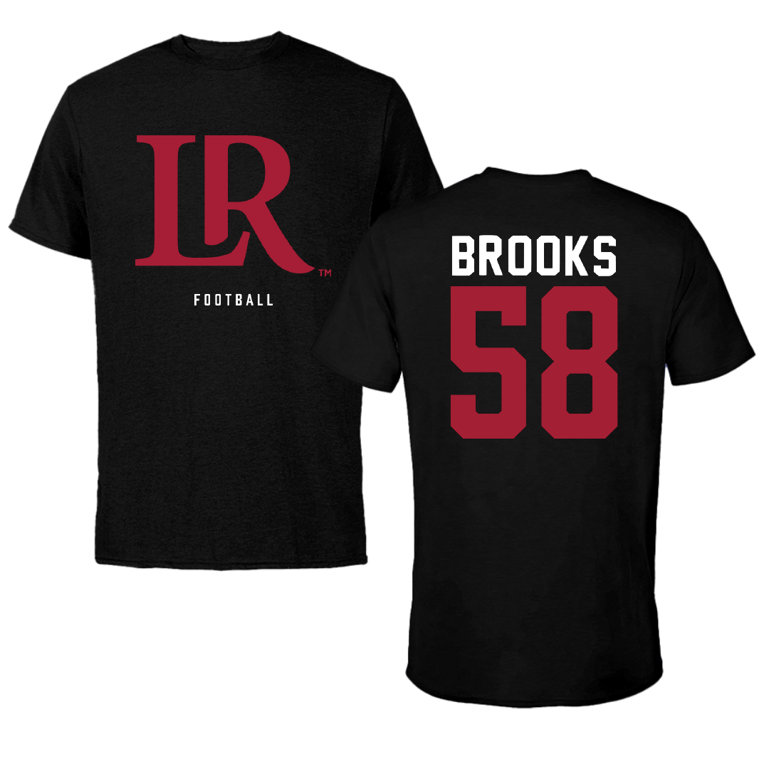 Lenoir-Rhyne University Football Black Tee - #58 Oshea Brooks