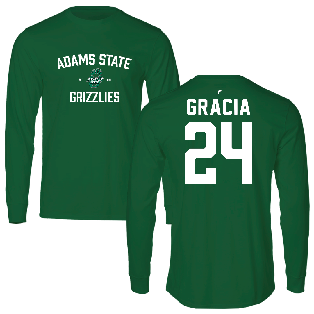 Adams State University Baseball Green General Performance Long Sleeve - #24 Chris Gracia