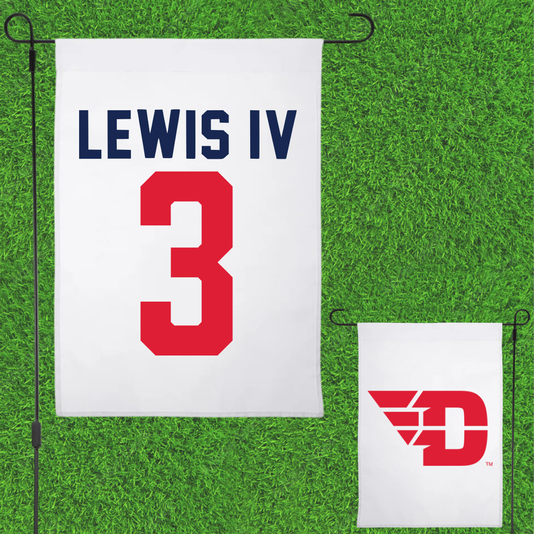 University of Dayton Football White Garden Flag - #3 LeRoy Lewis IV