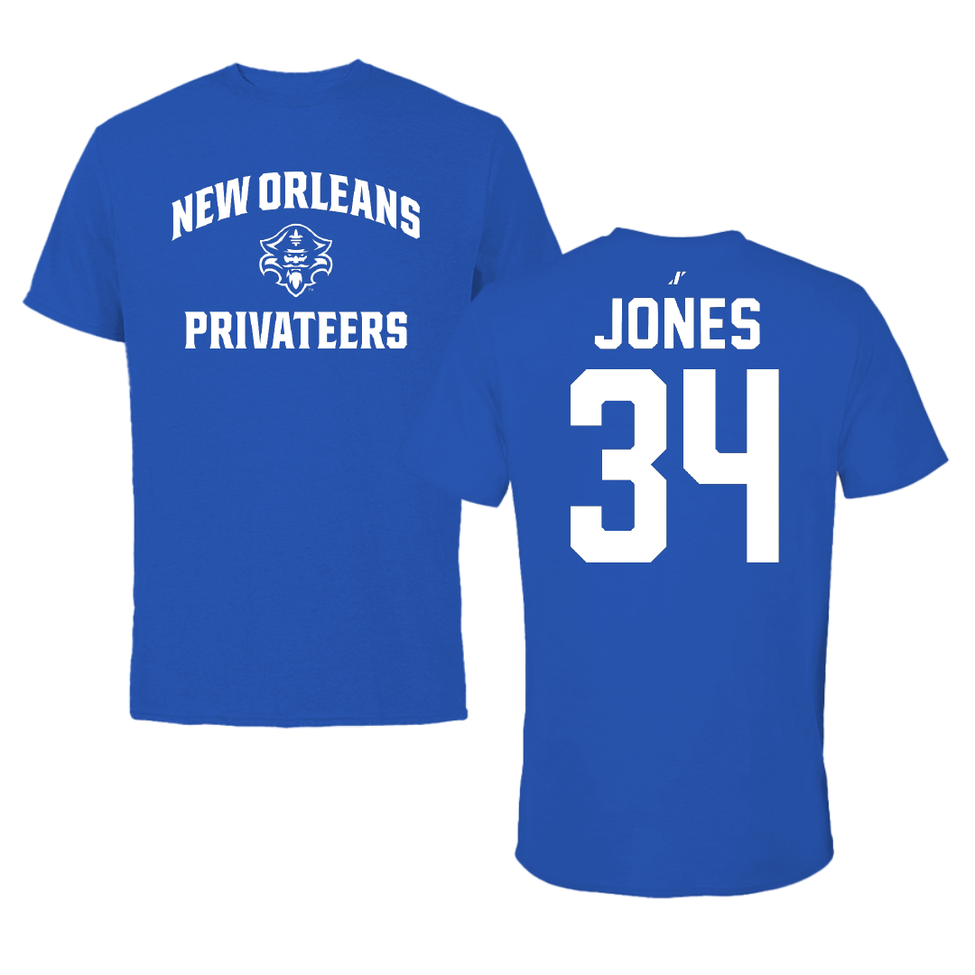University of New Orleans Baseball Blue General Performance Tee - #34 Skylar Jones