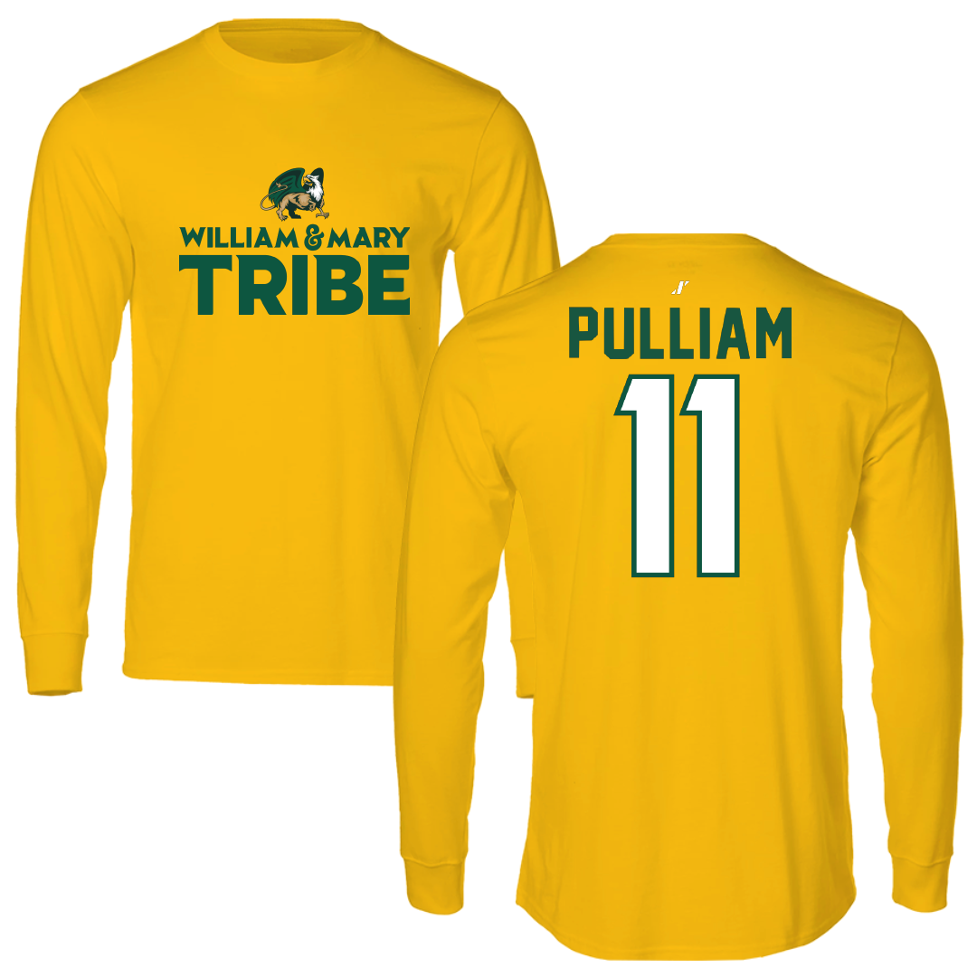 William & Mary Basketball Gold General Performance Long Sleeve - #11 Kyle Pulliam