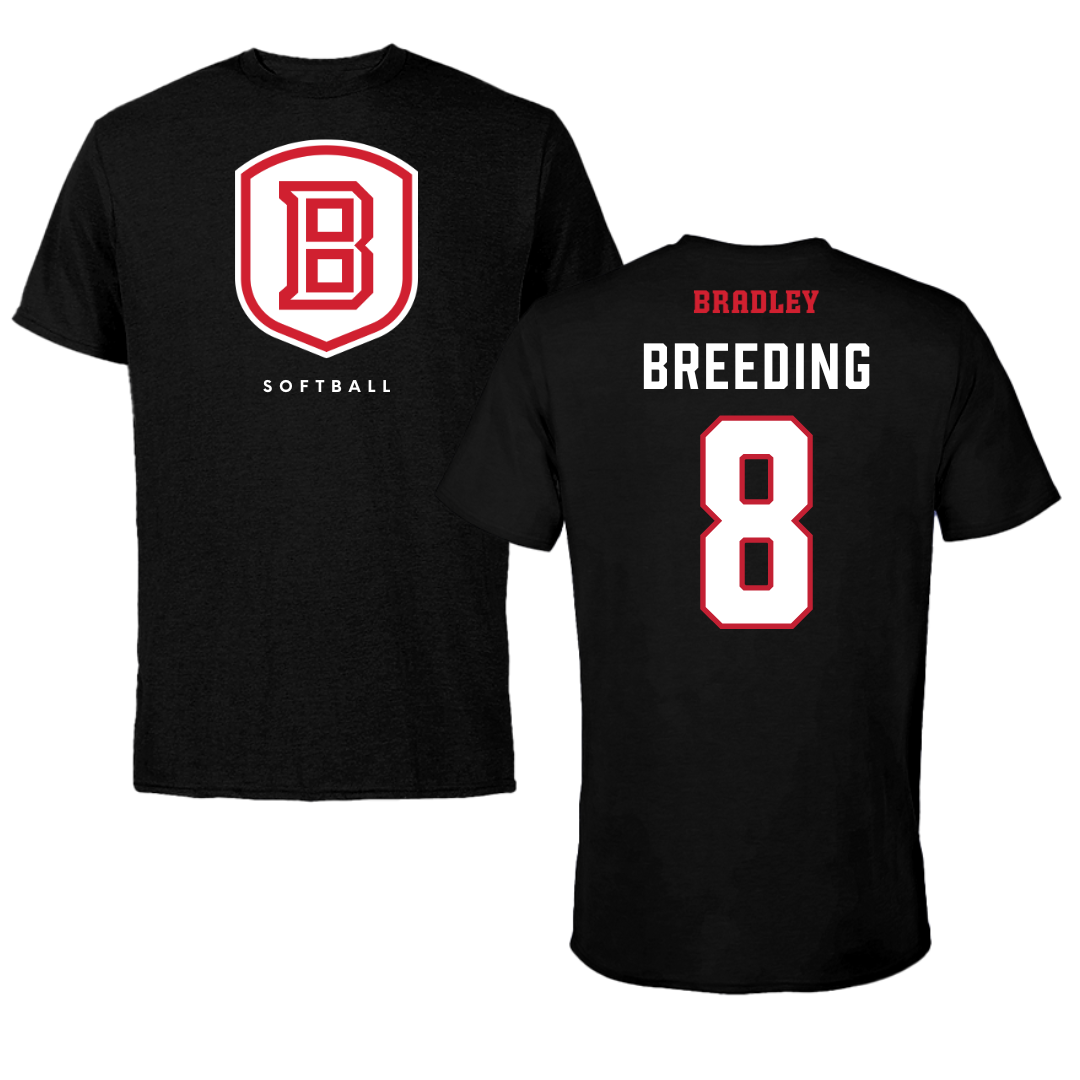 Bradley University Softball Black Shield Performance Tee - #8 Ashley Breeding