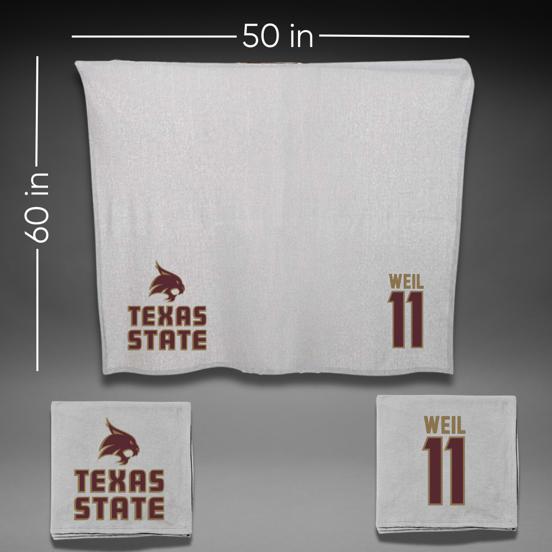 Texas State University Baseball Gray Blanket - #11 Kameron Weil