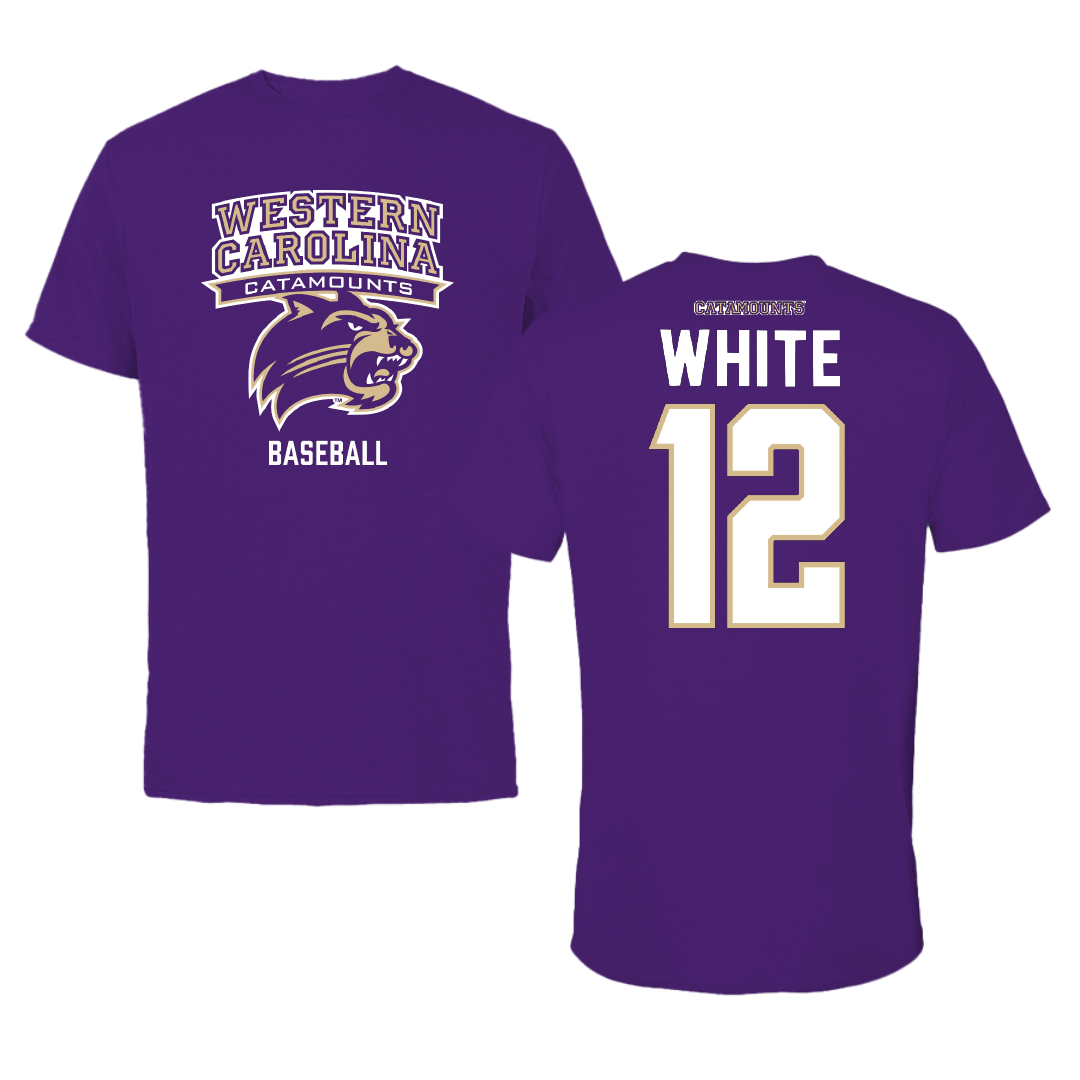 Western Carolina University Baseball Purple Tee - #12 Ryan White