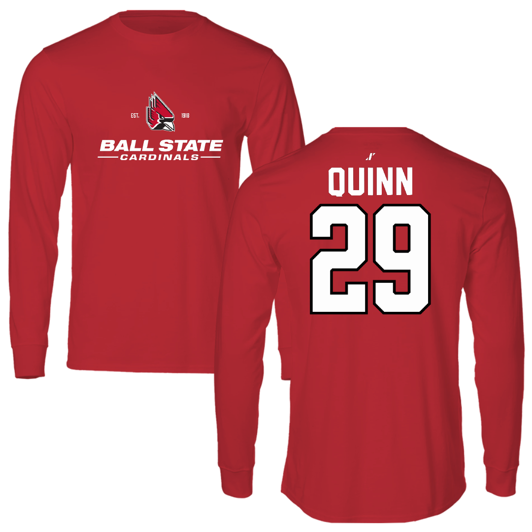 Ball State University Baseball Red General Long Sleeve - #29 Owen Quinn