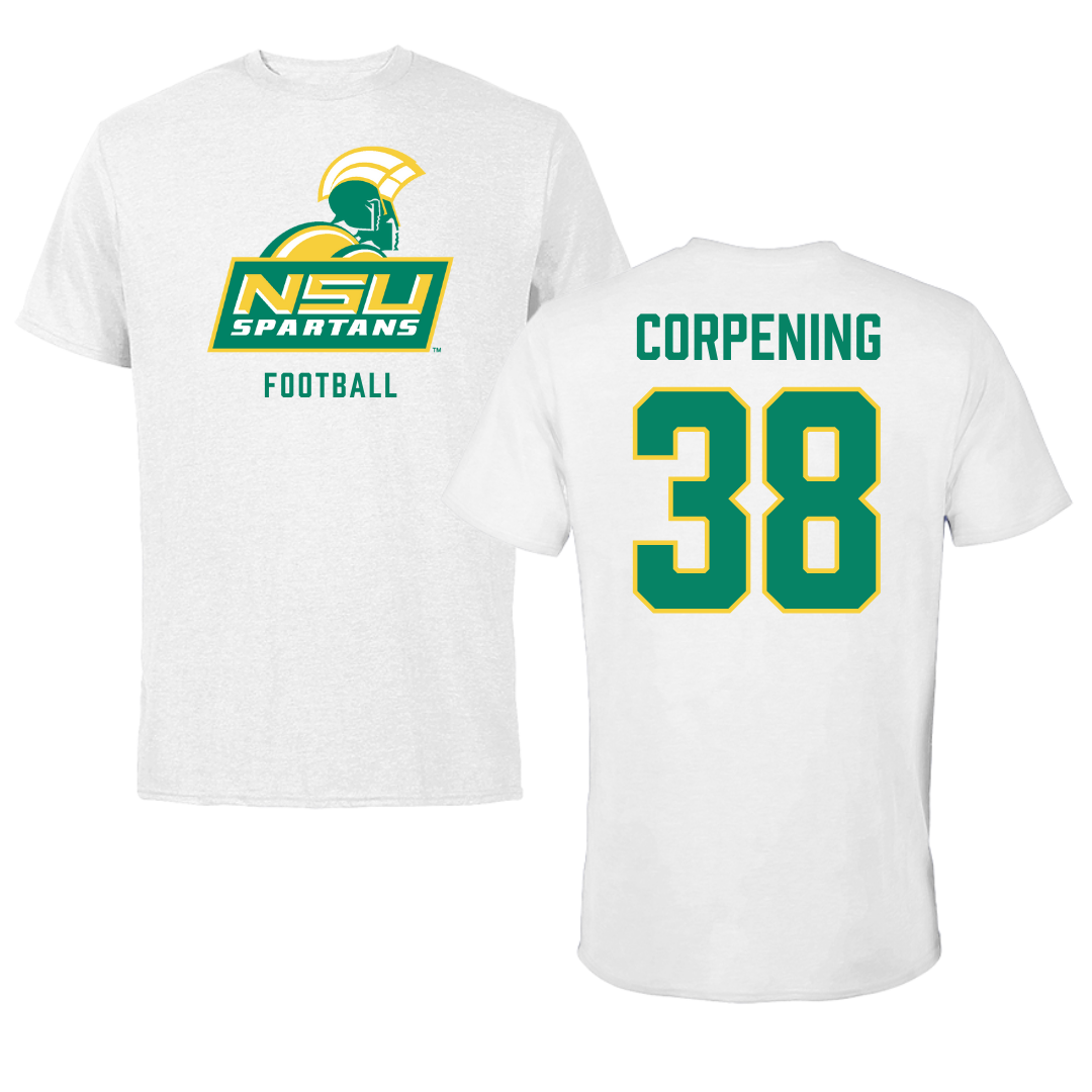 Norfolk State University Football White Tee - #38 Davion Corpening