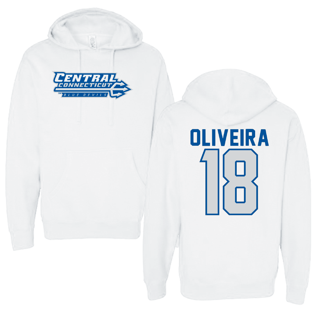 Central Connecticut State University Softball White Hoodie - #18 Victoria Oliveira