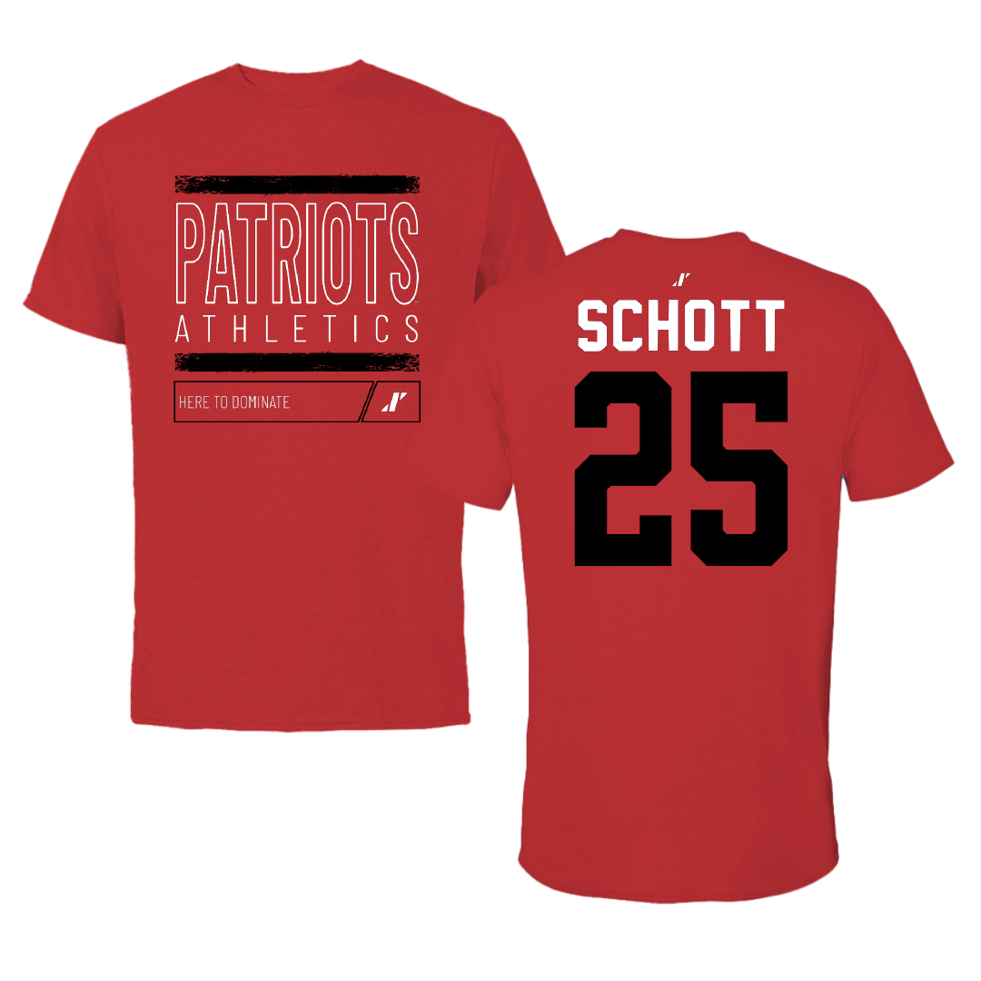 Dallas Baptist University Baseball Red Dominate Tee - #25 Tyler Schott