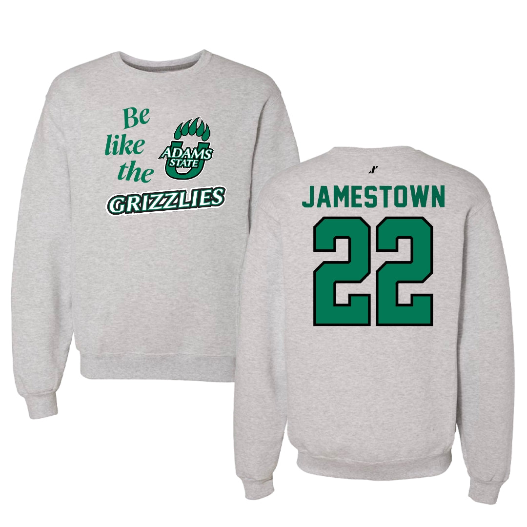 Adams State University Basketball Light Gray Be Like Us Crewneck - #22 Tajaun Jamestown