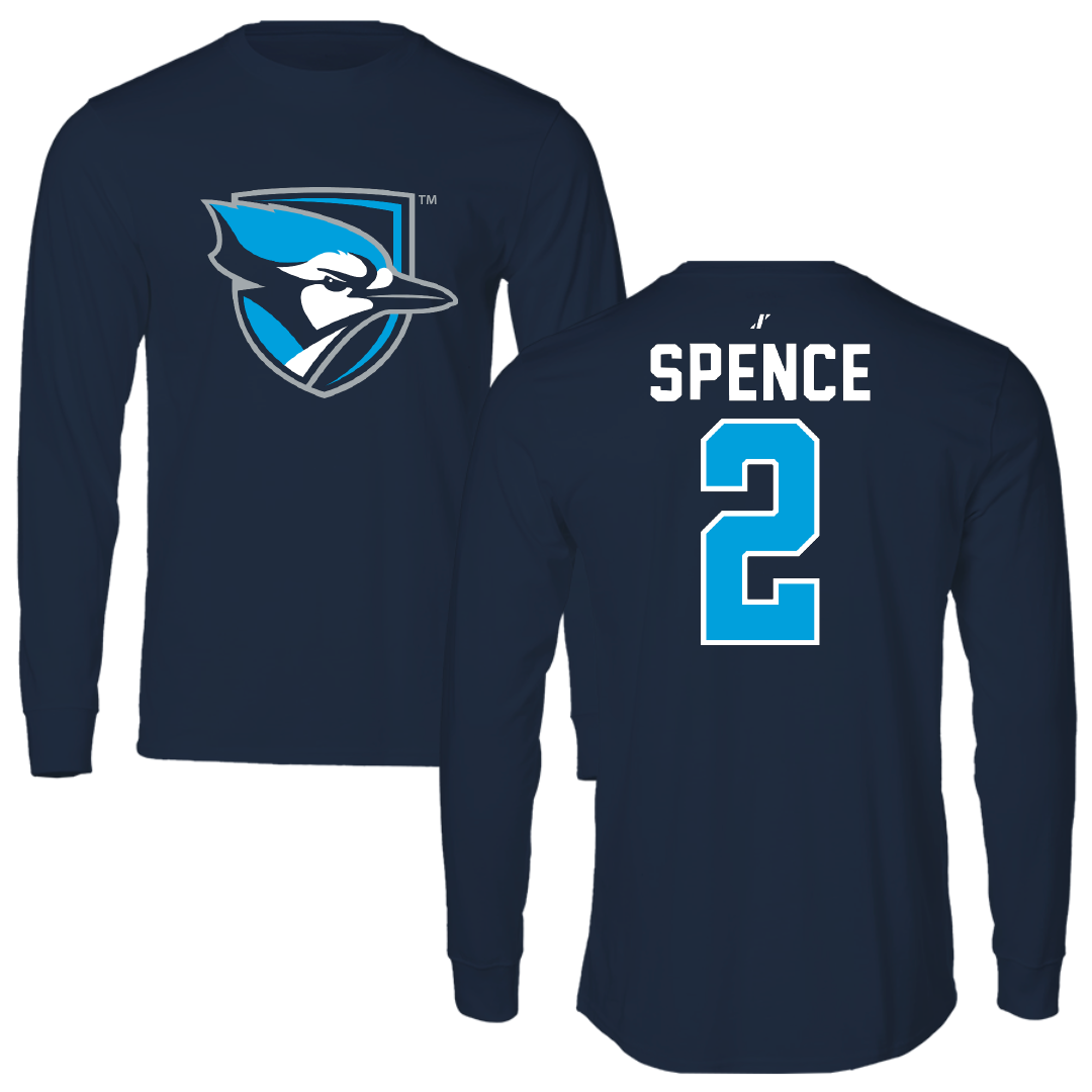 Elmhurst University Lacrosse Navy Mascot Performance Long Sleeve - #2 Eli Spence