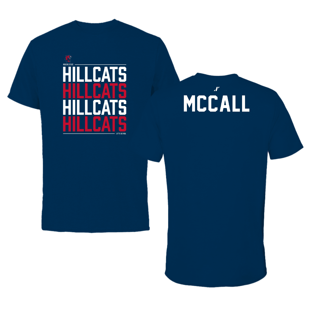 Rogers State University TF and XC Navy General Performance Tee - Cade McCall