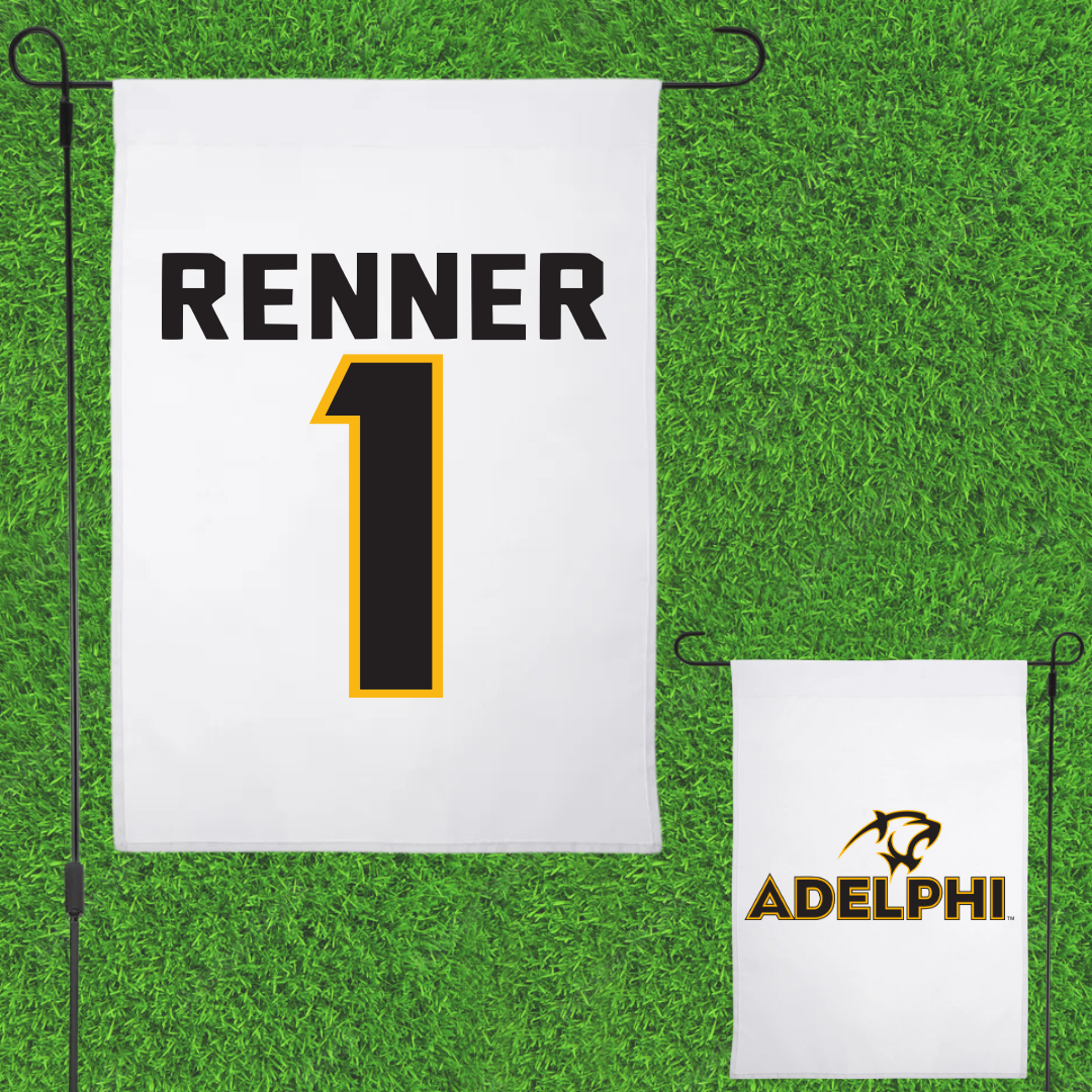 Adelphi University Lacrosse White Garden Flag - #1 Dylan Renner