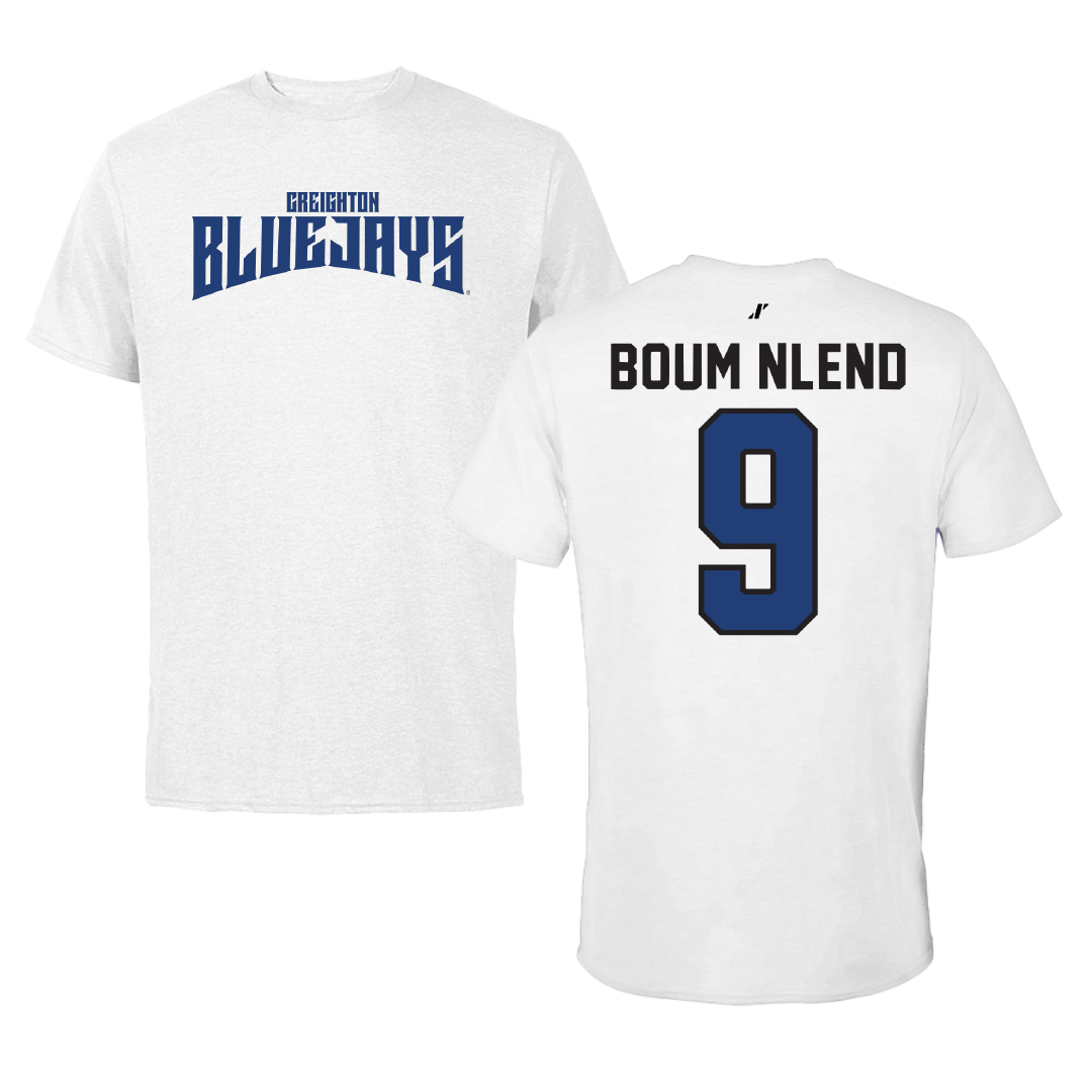 Creighton University Soccer White Classic Tee - #9 Amos Boum Nlend