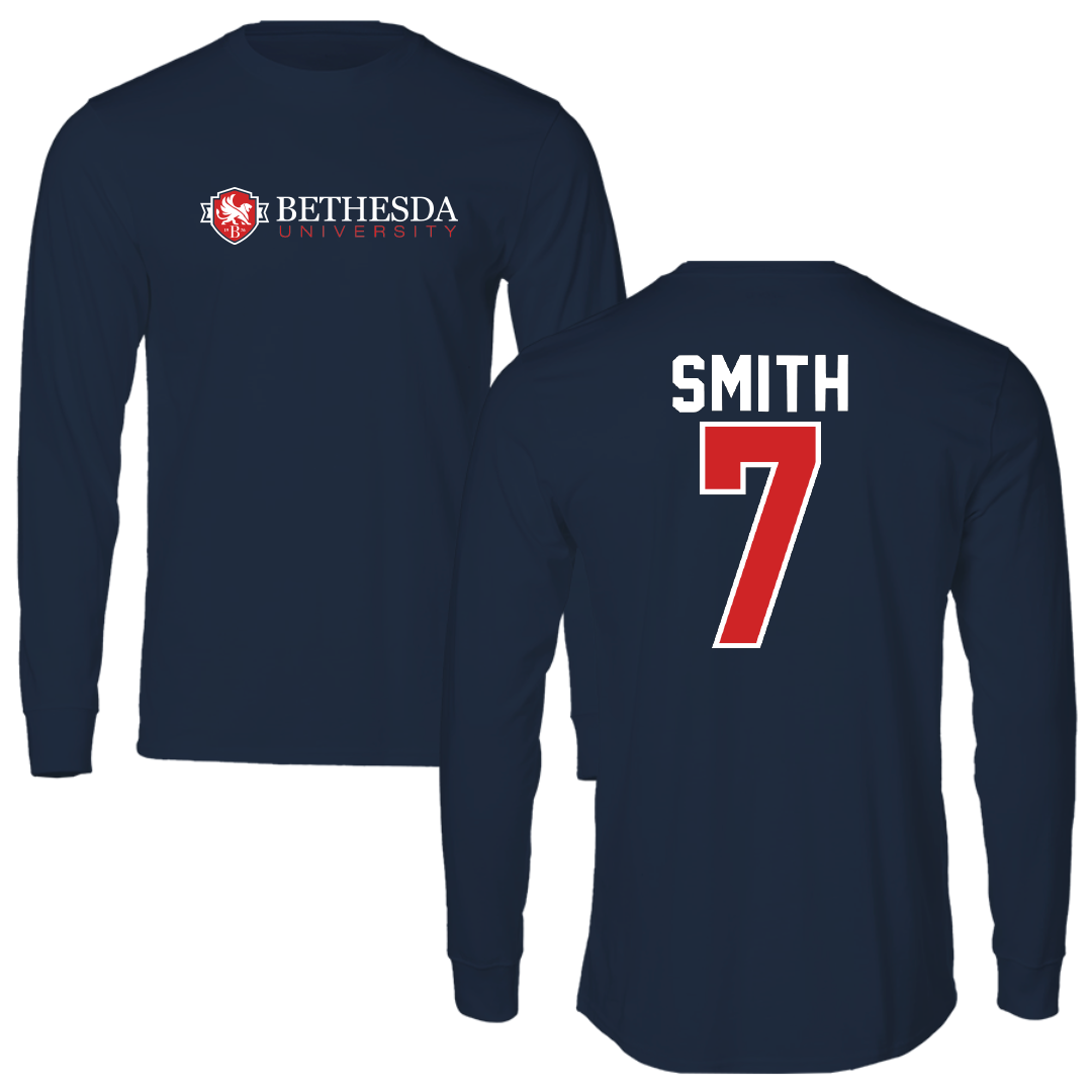Bethesda University Basketball Navy Performance Long Sleeve - #7 Makaia Smith