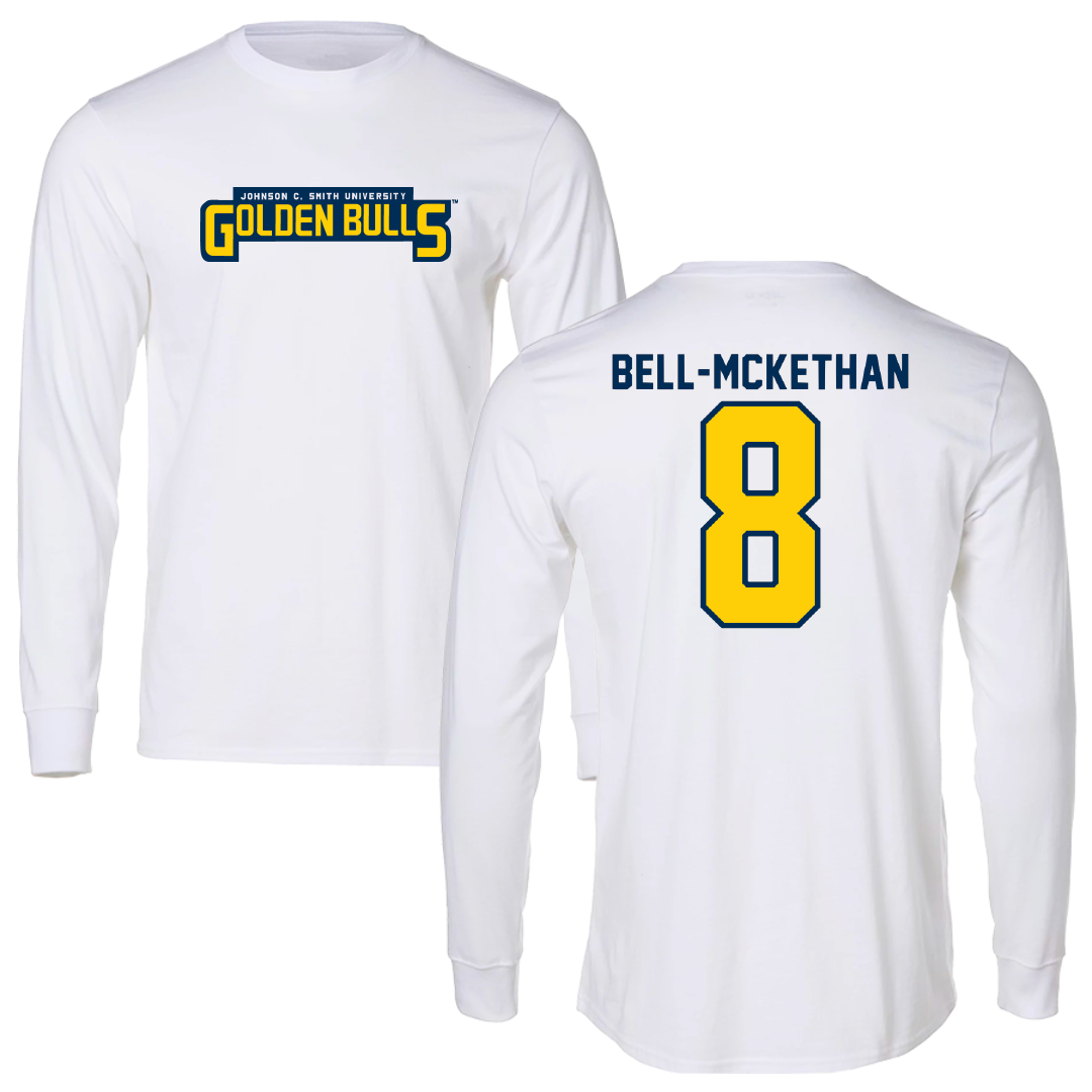 Johnson C. Smith University Football White Long Sleeve - #8 Caydan Bell-McKethan