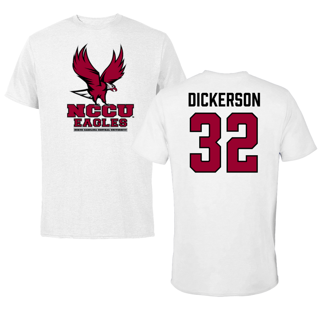 North Carolina Central University Football White Tee - #32 CJ Dickerson