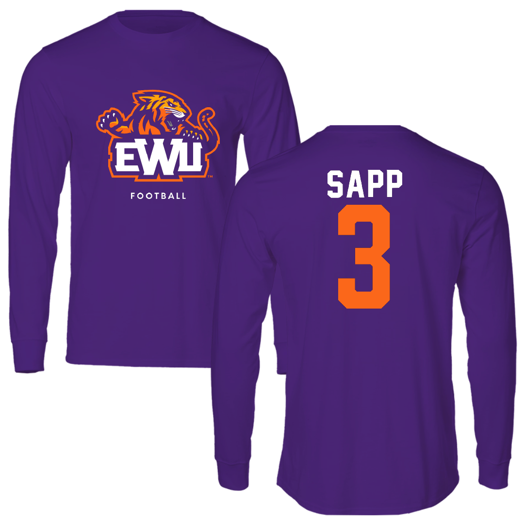 Edward Waters University Football Purple Long Sleeve - #3 Dangelo Sapp