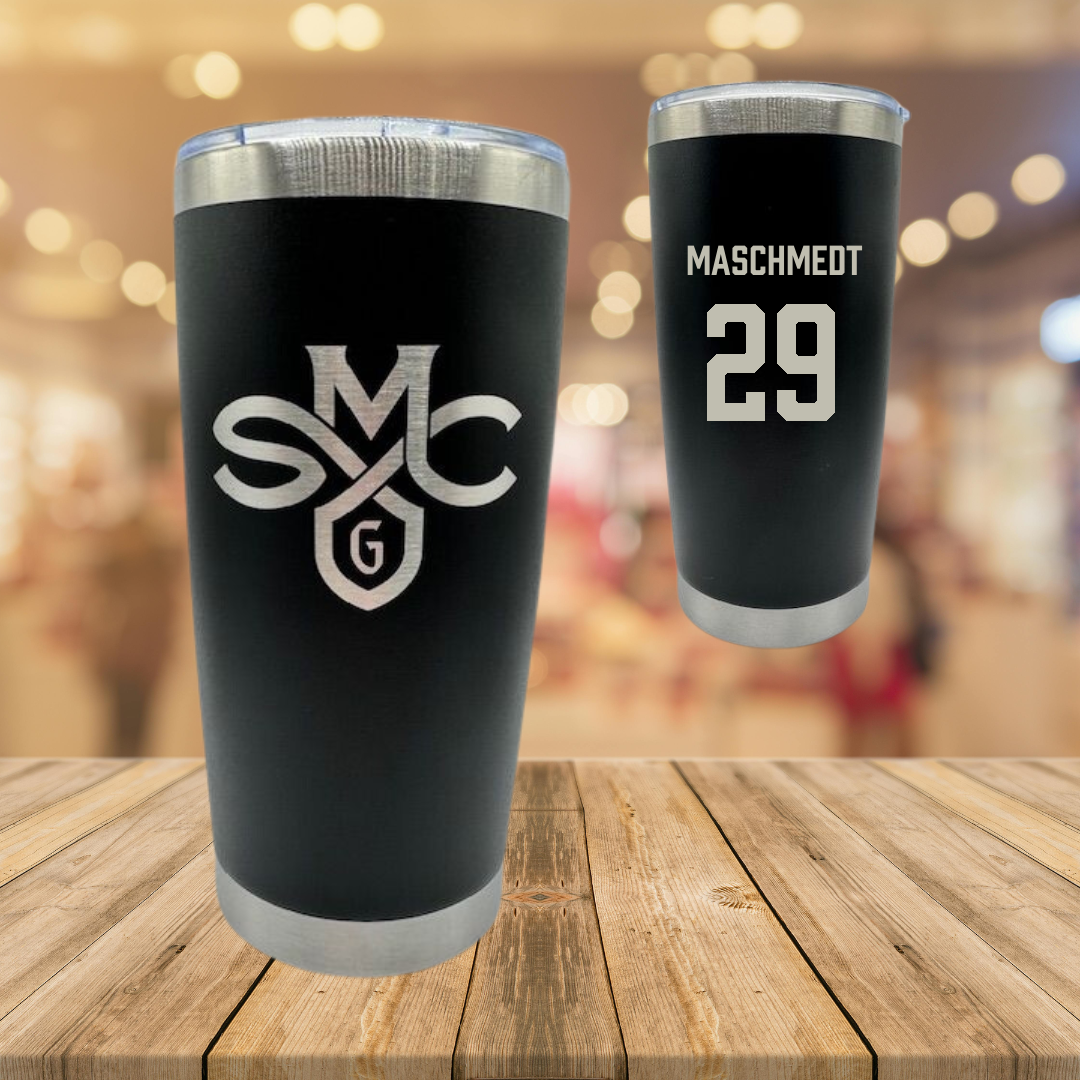 Saint Mary's College of California Soccer Black Stainless Steel Tumbler - #29 Will Maschmedt