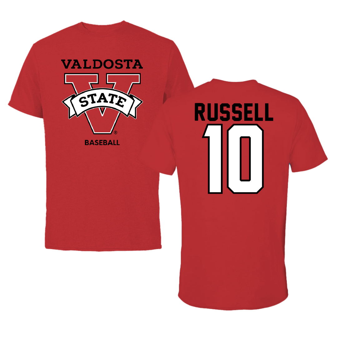 Valdosta State University Baseball Red Tee - #10 Carson Russell