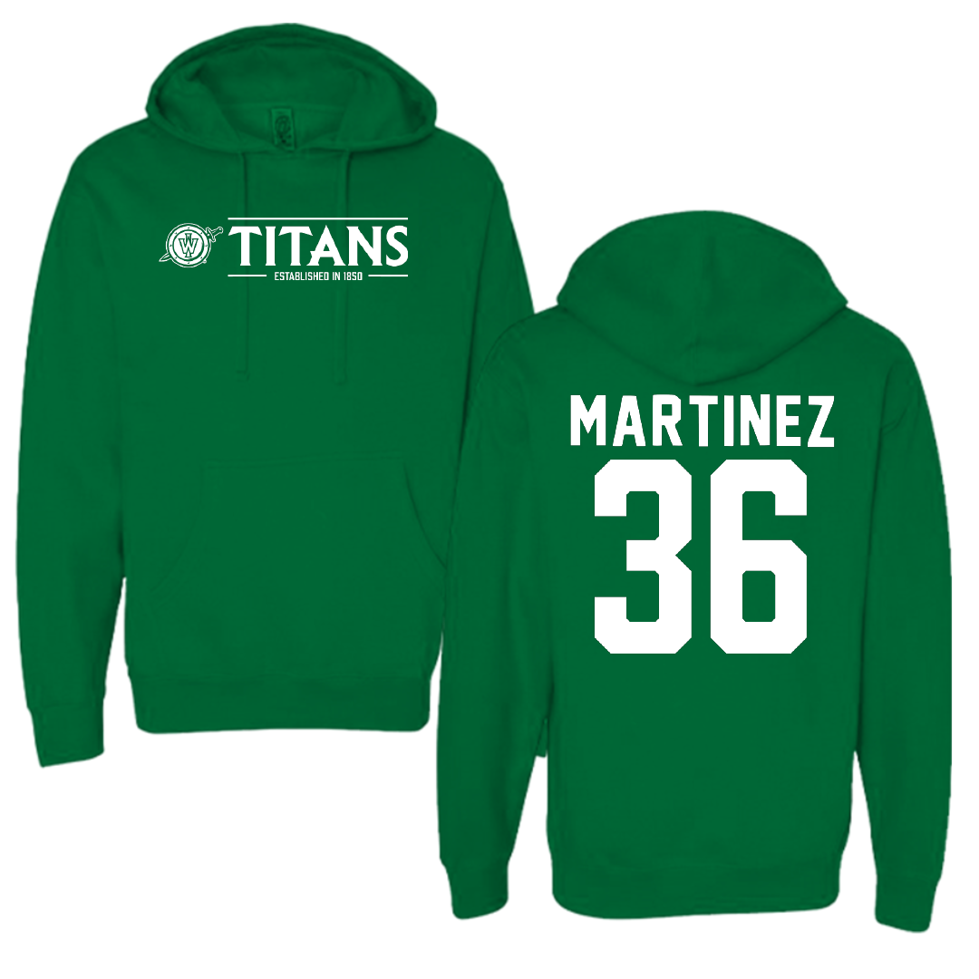 Illinois Wesleyan University Football Green General Hoodie - #36 Yahir Martinez