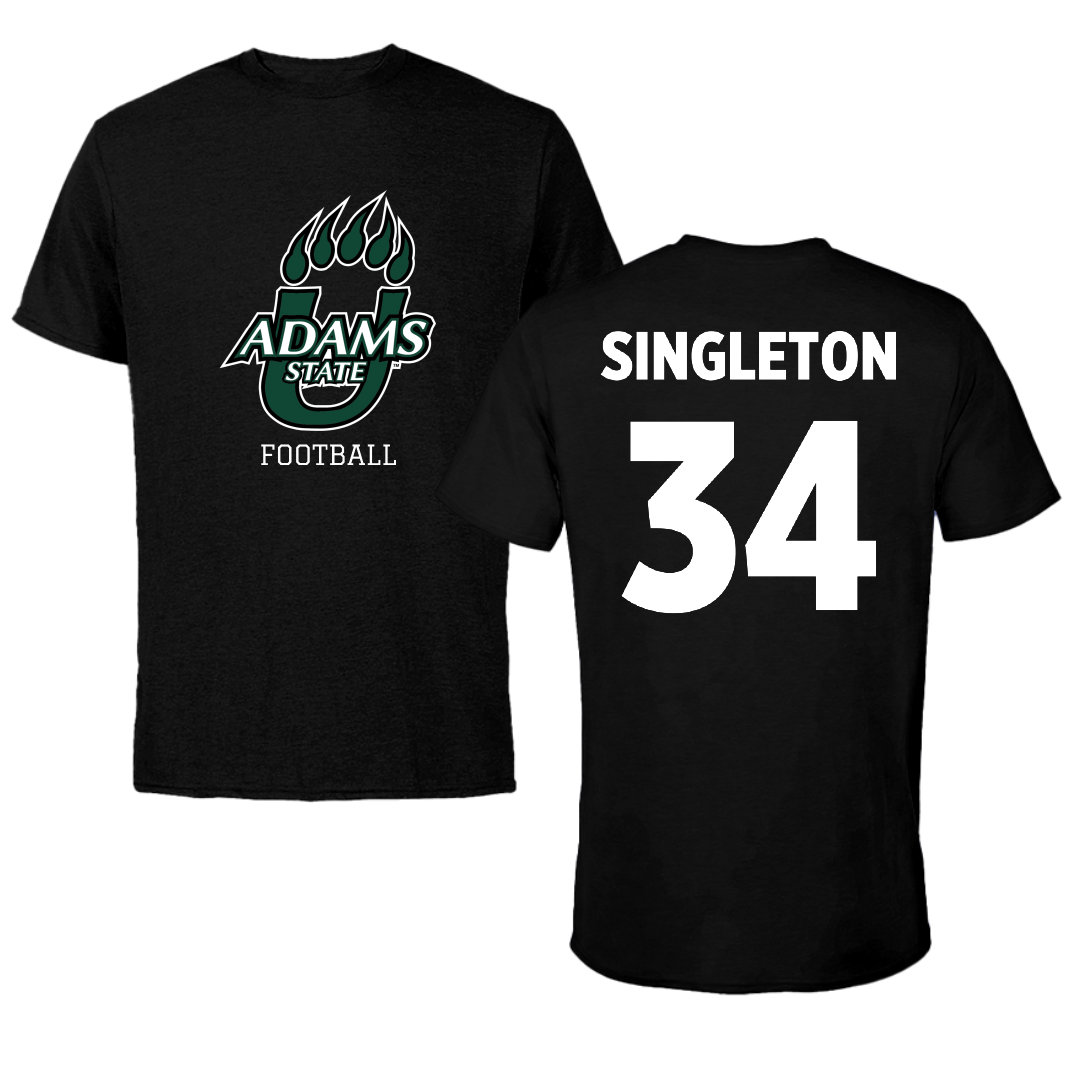 Adams State University Football Black State Tee - #34 Kwesi Singleton