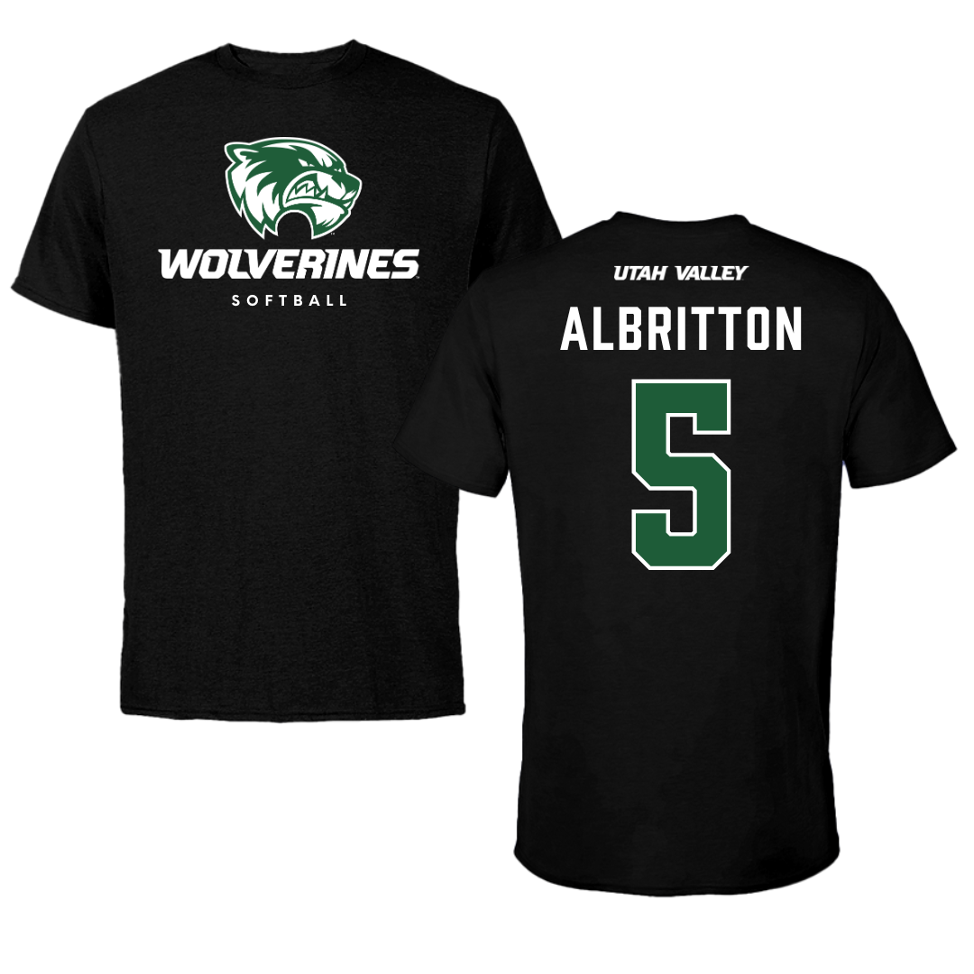 Utah Valley University Softball Black Mascot Performance Tee - #5 Danyé Albritton