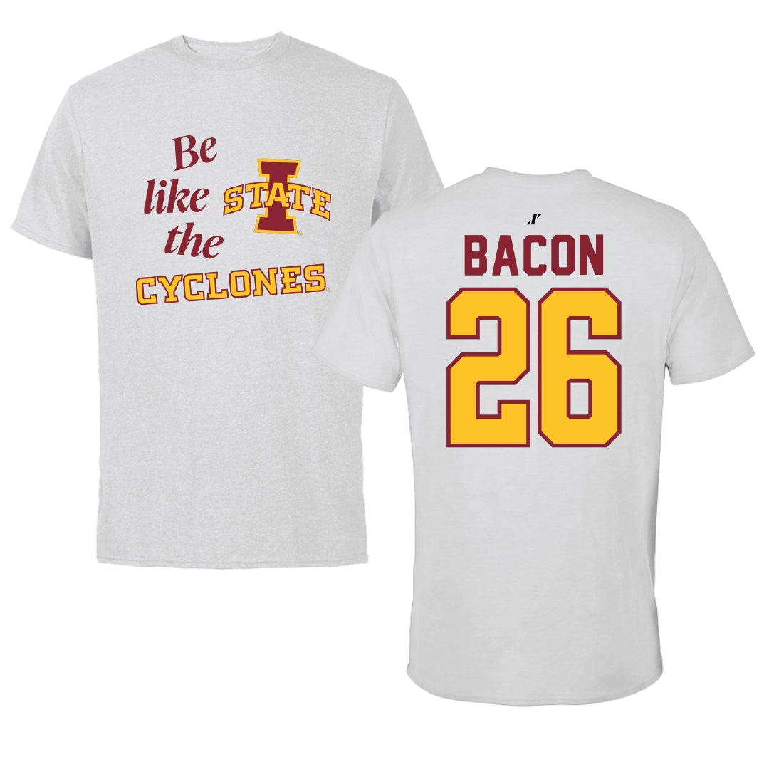 Iowa State University Football Light Gray Be Like Us Tee - #26 Caleb Bacon