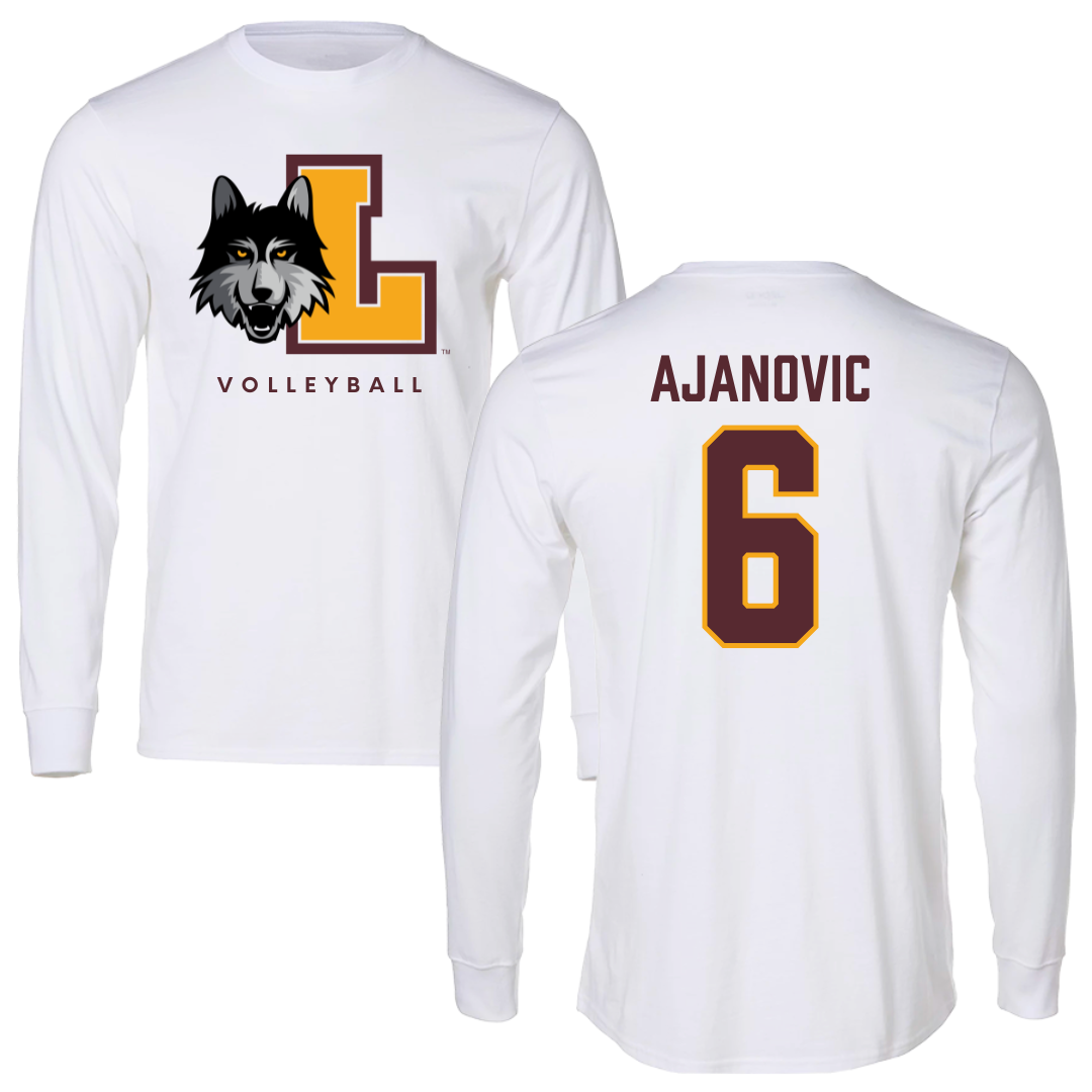 Loyola University-Chicago Volleyball White Mascot Long Sleeve - #6 Esma Ajanovic