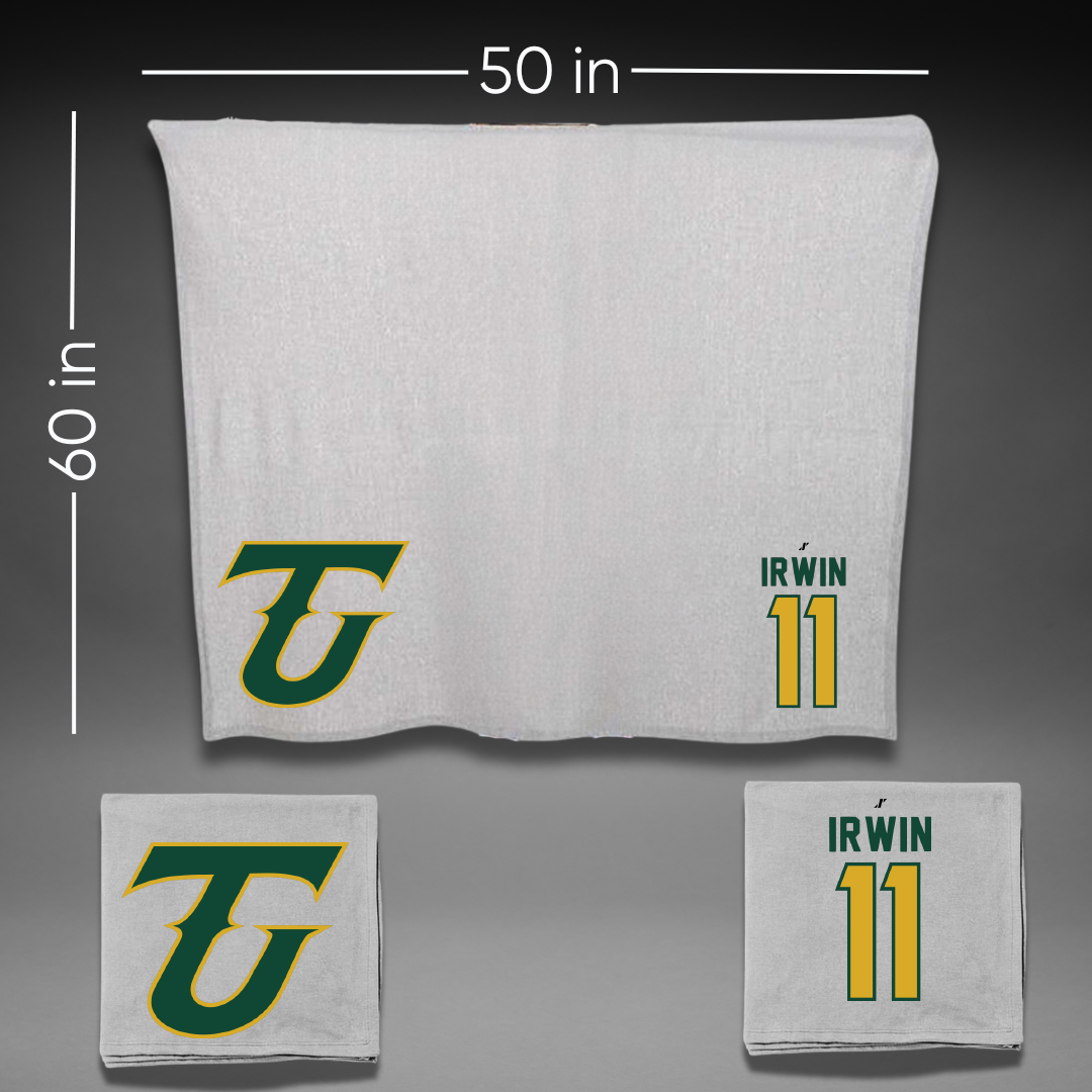 Tiffin University Basketball Gray Blanket - #11 Riley Irwin