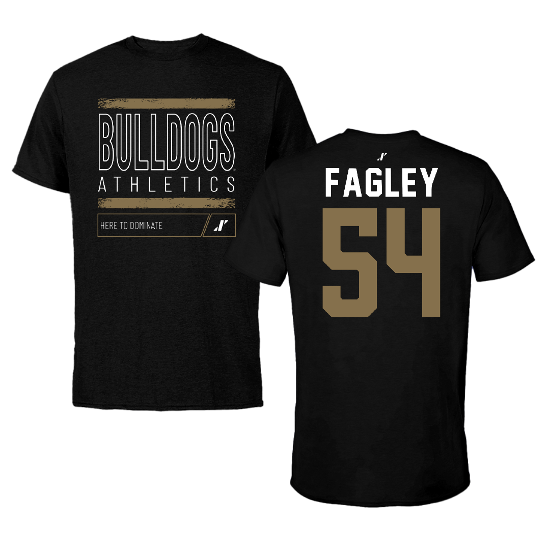 Bryant University Football Black Dominate Performance Tee - #54 Jon Fagley